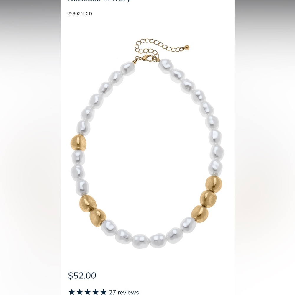 Amber Baroque Pearl & Ball Bead Necklace in Ivory

22892N-GD